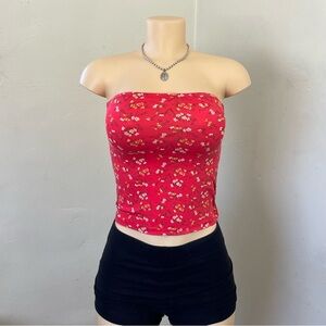 Polly & Esther Red Floral Tube Top